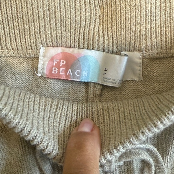 FP Beach Free People Haile Sweater Jogger Pants Beige Size SP #1686 - Picture 6 of 6